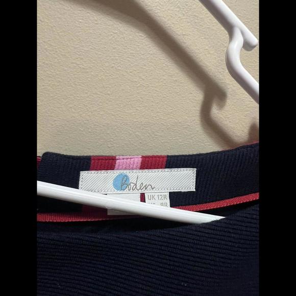 Boden A-Line Dress in Blue and Pink with 3/4 Sleeves - Picture 3 of 4